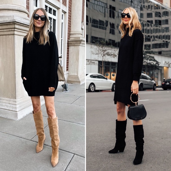 EVERLANE The Cashmere Turtleneck Dress Black Long Sleeve Knee Length Small NEW